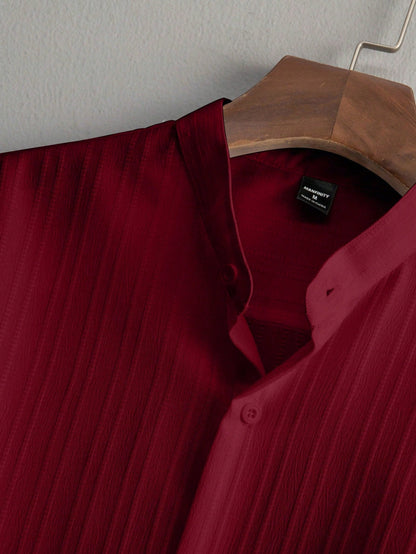 Premium Dark Red Shirt  & White Track Pant  Premium Cotton Co-Ord Set For Men